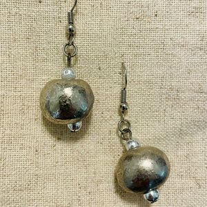 Silver bead dangle earrings